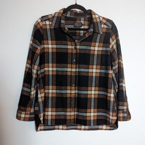 Pendleton Black and Brown Plaid Button Down Shirt